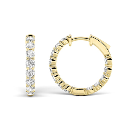 4CTW Round Lab-Grown Diamond Inside Out Hoop Earrings 28 Stones