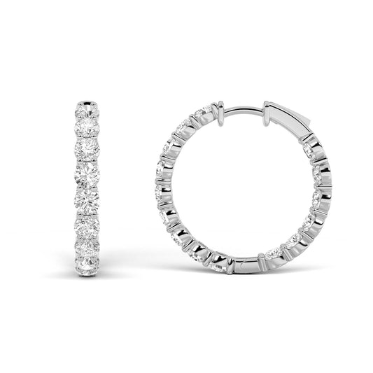 5CTW Round Lab-Grown Diamond Inside Out Hoop Earrings 30 Stones