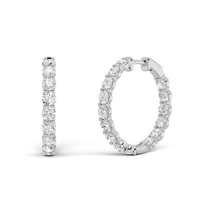 5CTW Round Lab-Grown Diamond Inside Out Hoop Earrings 30 Stones