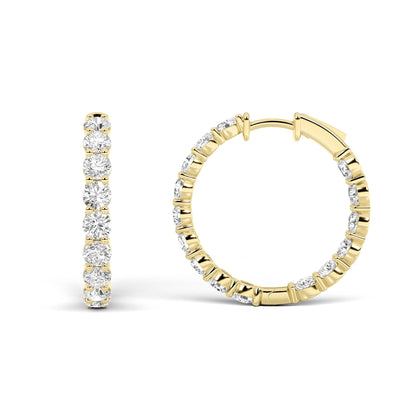 5CTW Round Lab-Grown Diamond Inside Out Hoop Earrings 30 Stones