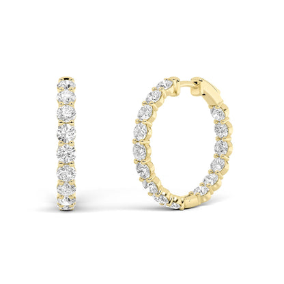 5CTW Round Lab-Grown Diamond Inside Out Hoop Earrings 30 Stones