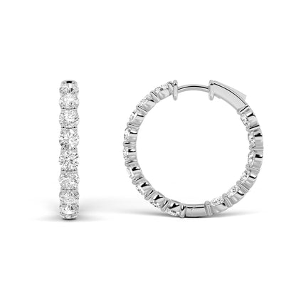 6CTW Round Lab-Grown Diamond Inside Out Hoop Earrings 32 Stones