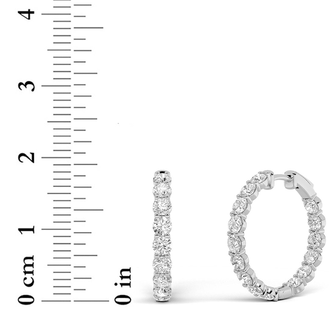 6CTW Round Lab-Grown Diamond Inside Out Hoop Earrings 32 Stones