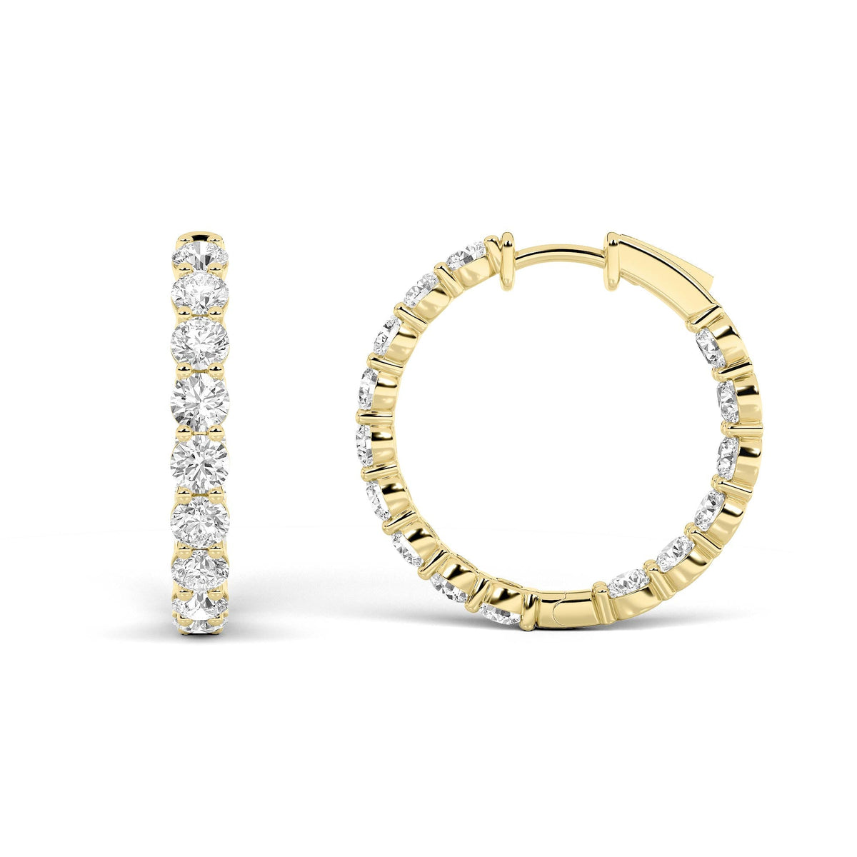 6CTW Round Lab-Grown Diamond Inside Out Hoop Earrings 32 Stones