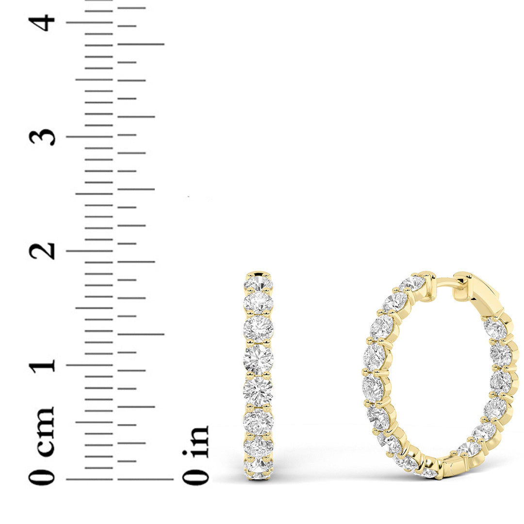 6CTW Round Lab-Grown Diamond Inside Out Hoop Earrings 32 Stones