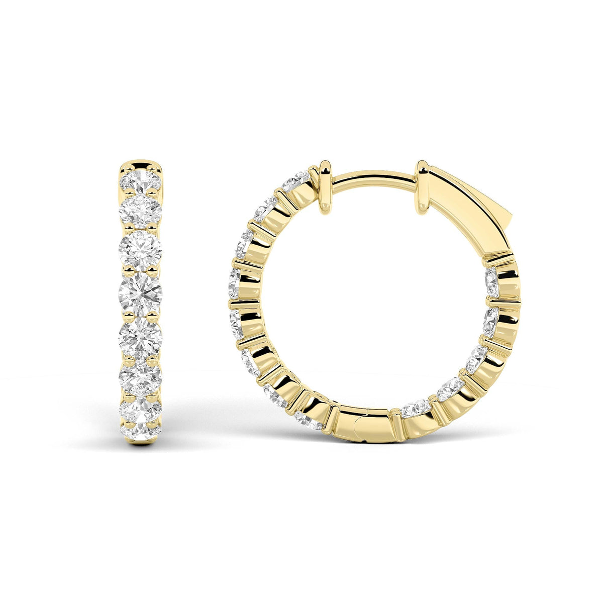 7CTW Round Lab-Grown Diamond Inside Out Hoop Earrings 32 Stones