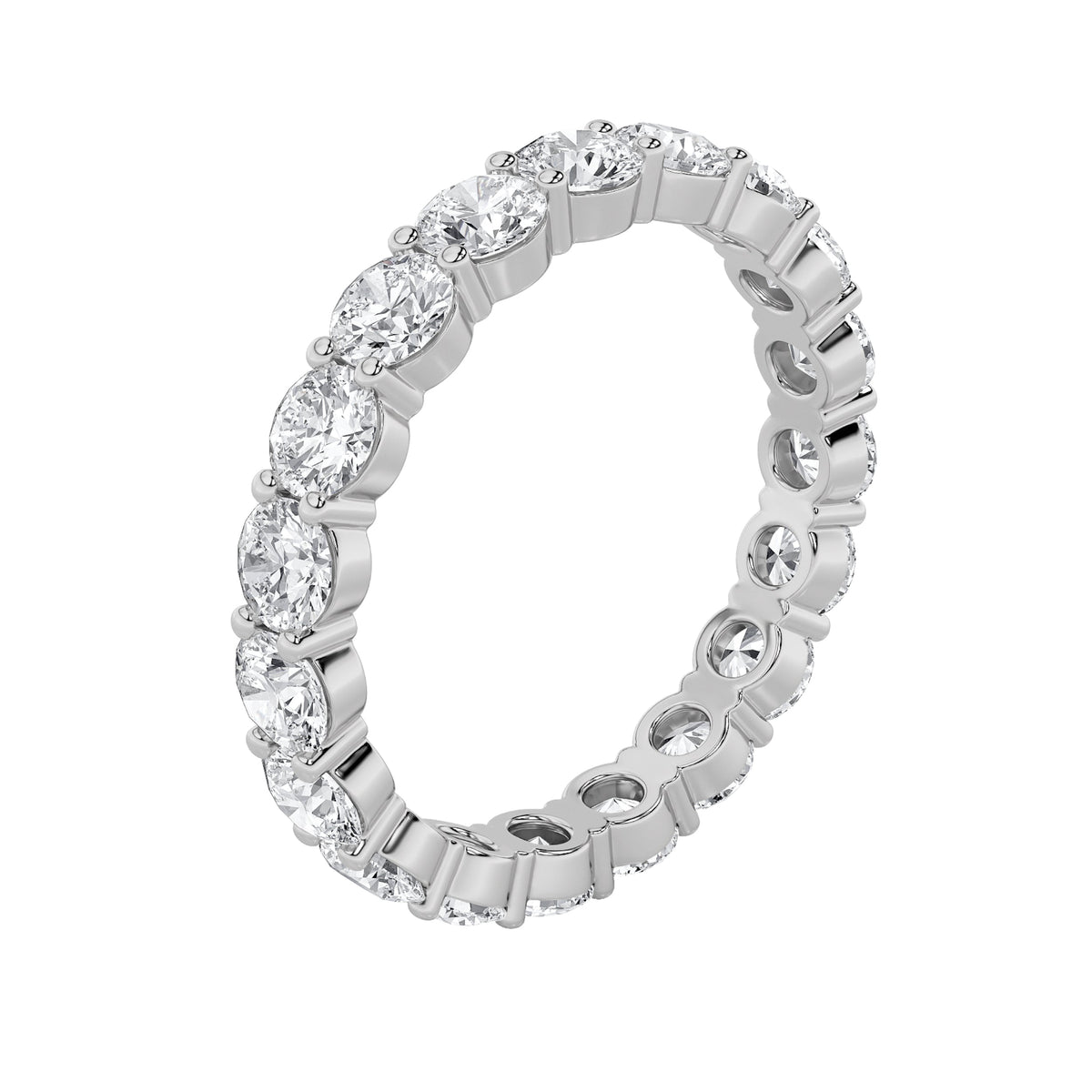 2.25CTW Round Lab-Grown Diamond Split Prong Eternity Ring 19 Stones - Size 7
