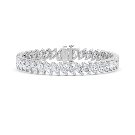 16.5CTW Marquise Lab-Grown Diamond Prong Angled Line Bracelet 41 Stones