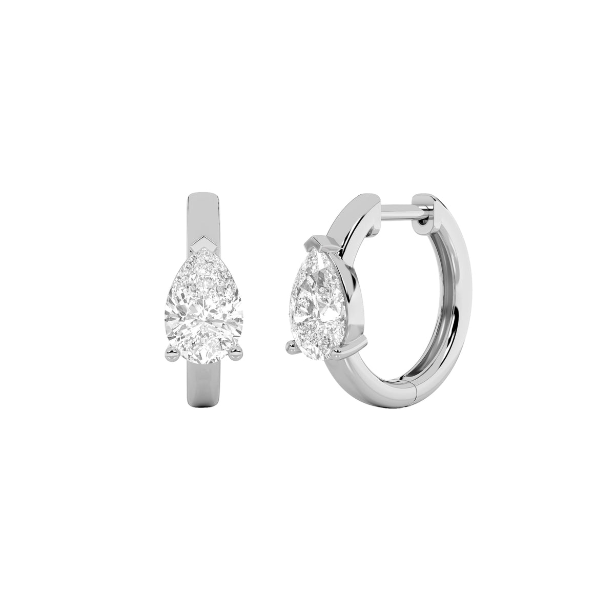 1.5CTW Pear Lab-Grown Diamond Prong Solitaire Huggie Earrings 2 Stones