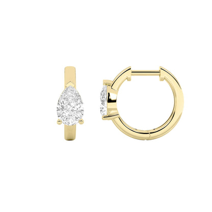1.5CTW Pear Lab-Grown Diamond Prong Solitaire Huggie Earrings 2 Stones
