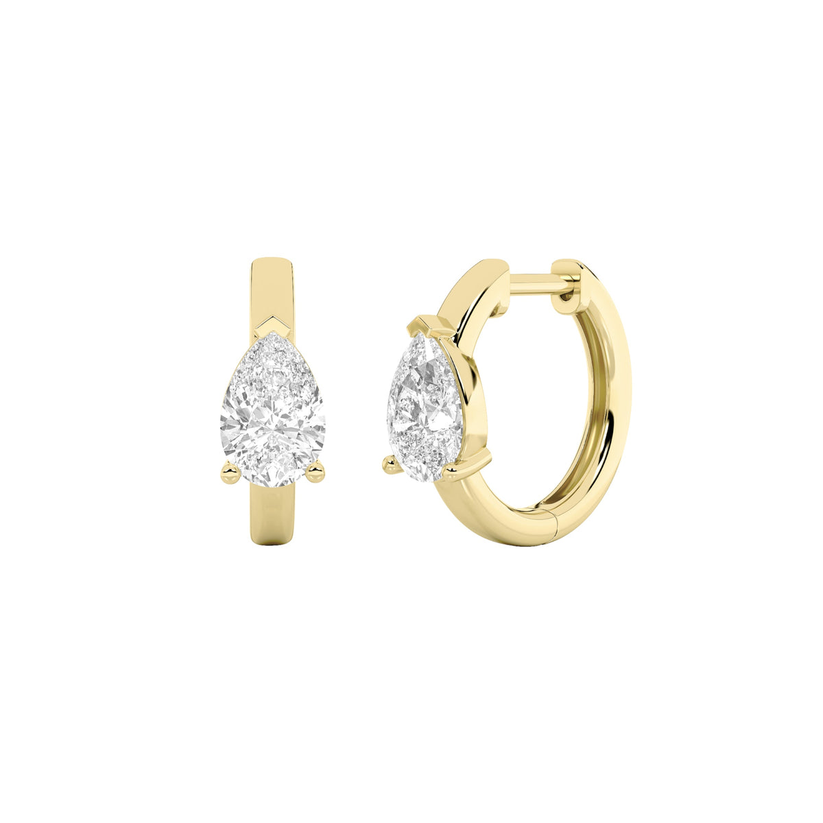 1.5CTW Pear Lab-Grown Diamond Prong Solitaire Huggie Earrings 2 Stones