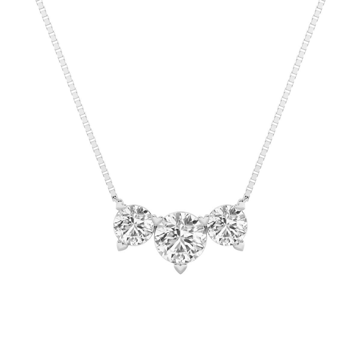 2CTW Round Lab-Grown Diamond Prong Three Stone Necklace 3 Stones