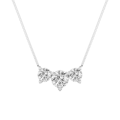 2CTW Round Lab-Grown Diamond Prong Three Stone Necklace 3 Stones