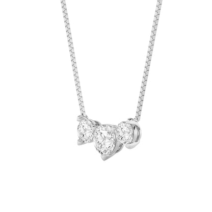 2CTW Round Lab-Grown Diamond Prong Three Stone Necklace 3 Stones