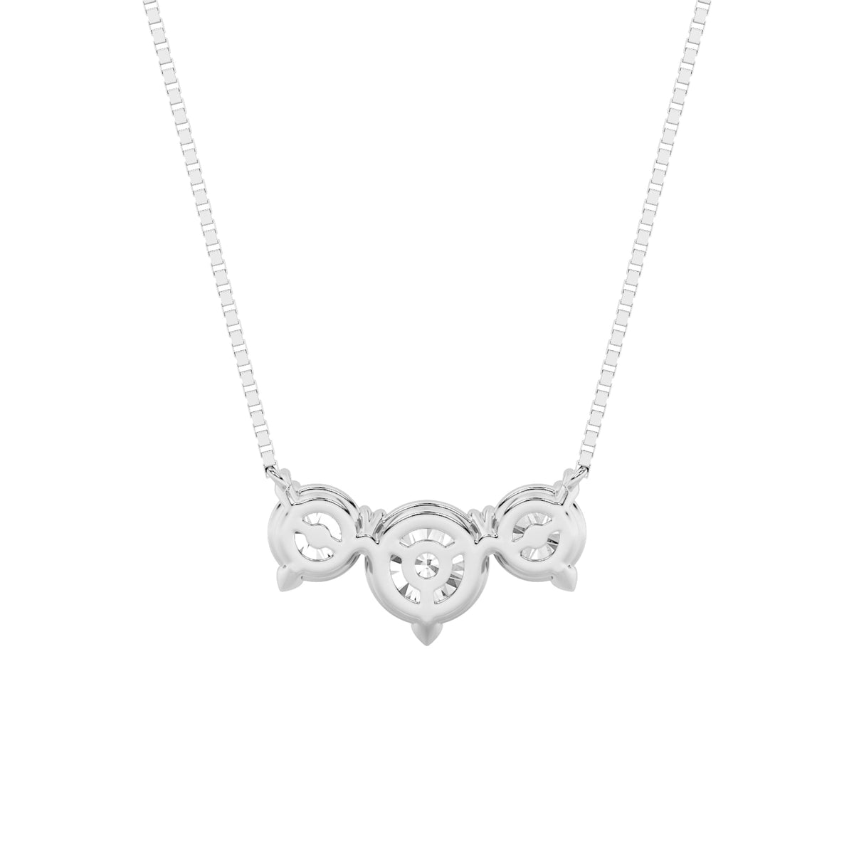2CTW Round Lab-Grown Diamond Prong Three Stone Necklace 3 Stones