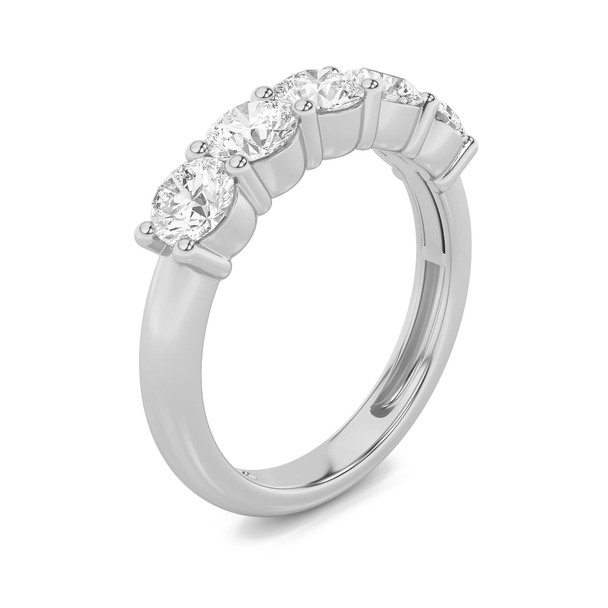 1CTW Round Lab-Grown Diamond Five Stone Band Ring 5 Stones