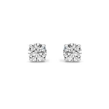 3CTW Round Lab-Grown Diamond 4 Prong Stud Earrings 2 Stones