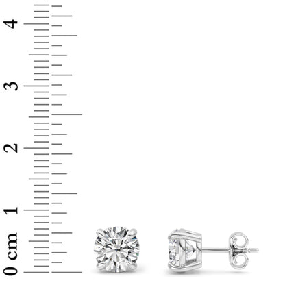 3CTW Round Lab-Grown Diamond 4 Prong Stud Earrings 2 Stones
