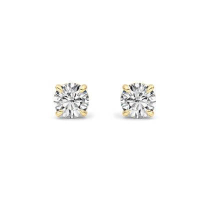 3CTW Round Lab-Grown Diamond 4 Prong Stud Earrings 2 Stones