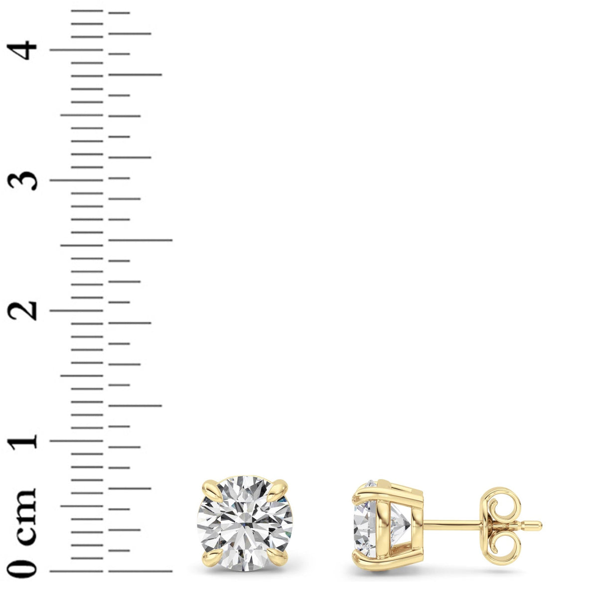 3CTW Round Lab-Grown Diamond 4 Prong Stud Earrings 2 Stones