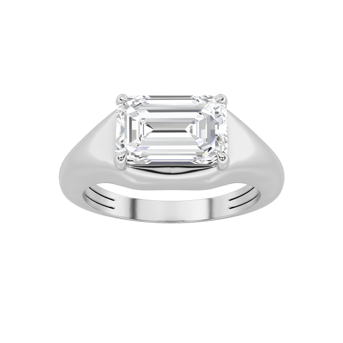 2CTW Emerald Lab-Grown Diamond Prong East West Solitaire Ring 1 Stone
