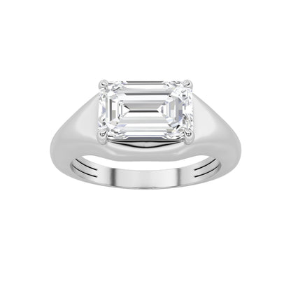 2CTW Emerald Lab-Grown Diamond Prong East West Solitaire Ring 1 Stone