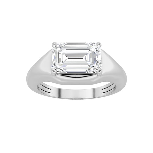 2CTW Emerald Lab-Grown Diamond Prong East West Solitaire Ring 1 Stone