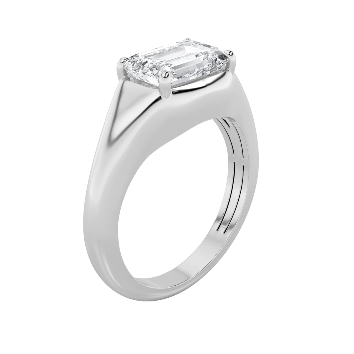 2CTW Emerald Lab-Grown Diamond Prong East West Solitaire Ring 1 Stone