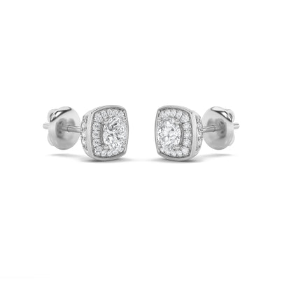 2CTW Round Lab-Grown Diamond Prong Halo Stud Earrings 58 Stones