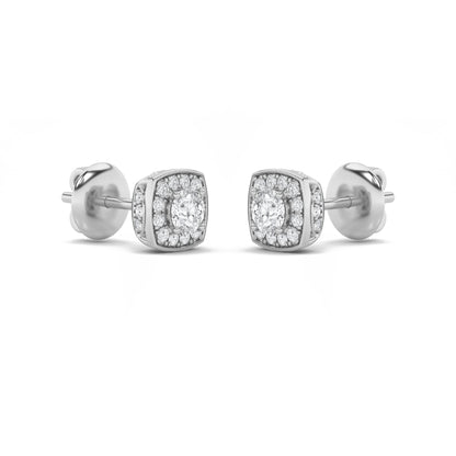 2CTW Round Lab-Grown Diamond Prong Halo Stud Earrings 58 Stones