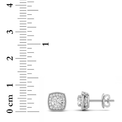 2CTW Round Lab-Grown Diamond Prong Halo Stud Earrings 58 Stones