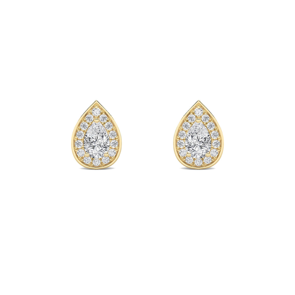 1CTW Pear Lab-Grown Diamond Prong Halo Stud Earrings 60 Stones