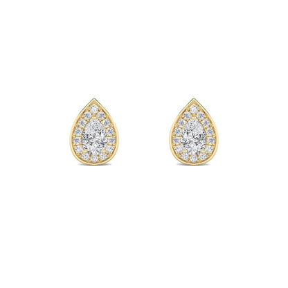 1CTW Pear Lab-Grown Diamond Prong Halo Stud Earrings 60 Stones