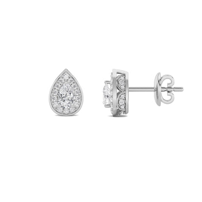 2CTW Pear Lab-Grown Diamond Prong Halo Stud Earrings 74 Stones