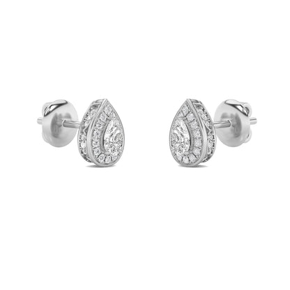 2CTW Pear Lab-Grown Diamond Prong Halo Stud Earrings 74 Stones