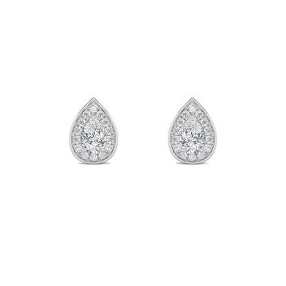2CTW Pear Lab-Grown Diamond Prong Halo Stud Earrings 74 Stones