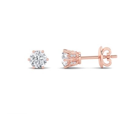 2CTW Round Lab-Grown Diamond Prong Tulip Head Stud Earrings 26 Stones