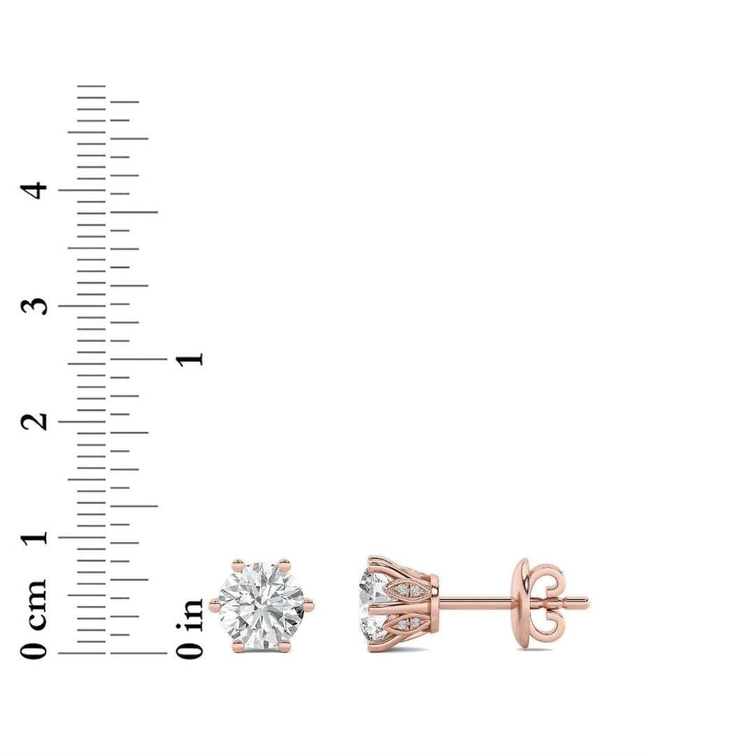 2CTW Round Lab-Grown Diamond Prong Tulip Head Stud Earrings 26 Stones