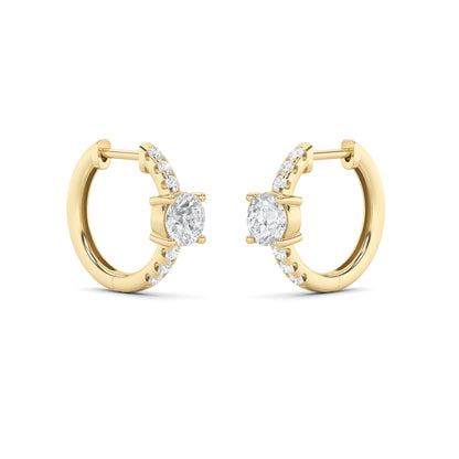1.5CTW Round Lab-Grown Diamond Prong Solitare Accent Huggie Earrings 14 Stones