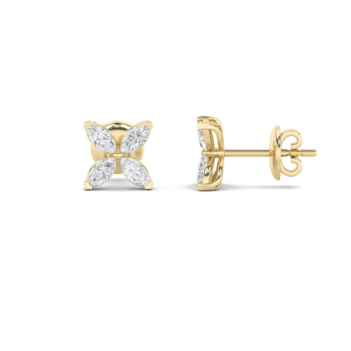2CTW Marquise Lab-Grown Diamond Prong Flower Earrings 8 Stones