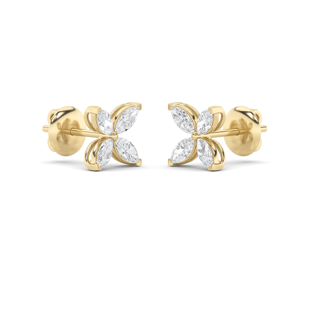 2CTW Marquise Lab-Grown Diamond Prong Flower Earrings 8 Stones