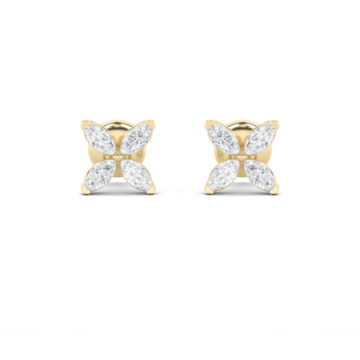 2CTW Marquise Lab-Grown Diamond Prong Flower Earrings 8 Stones
