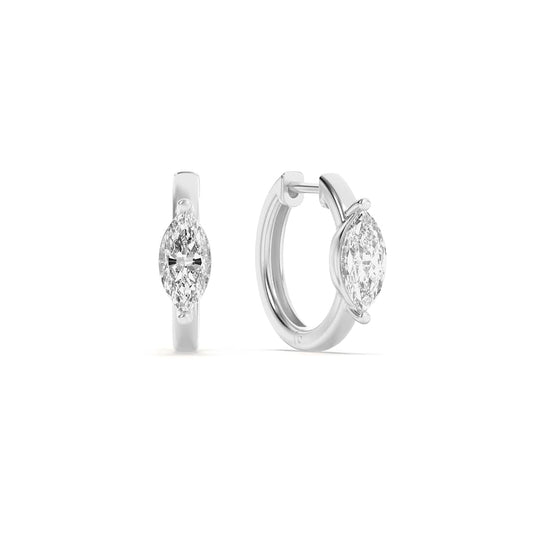 1.5CTW Marquise Lab-Grown Diamond Prong Solitaire Huggie Earrings 2 Stones