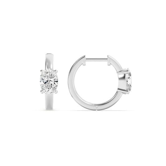 1.5CTW Oval Lab-Grown Diamond Prong Solitaire Huggie Earrings 2 Stones
