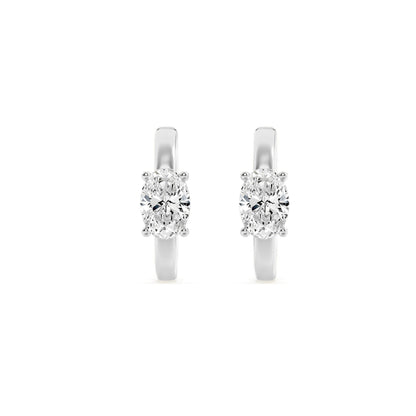 1.5CTW Oval Lab-Grown Diamond Prong Solitaire Huggie Earrings 2 Stones