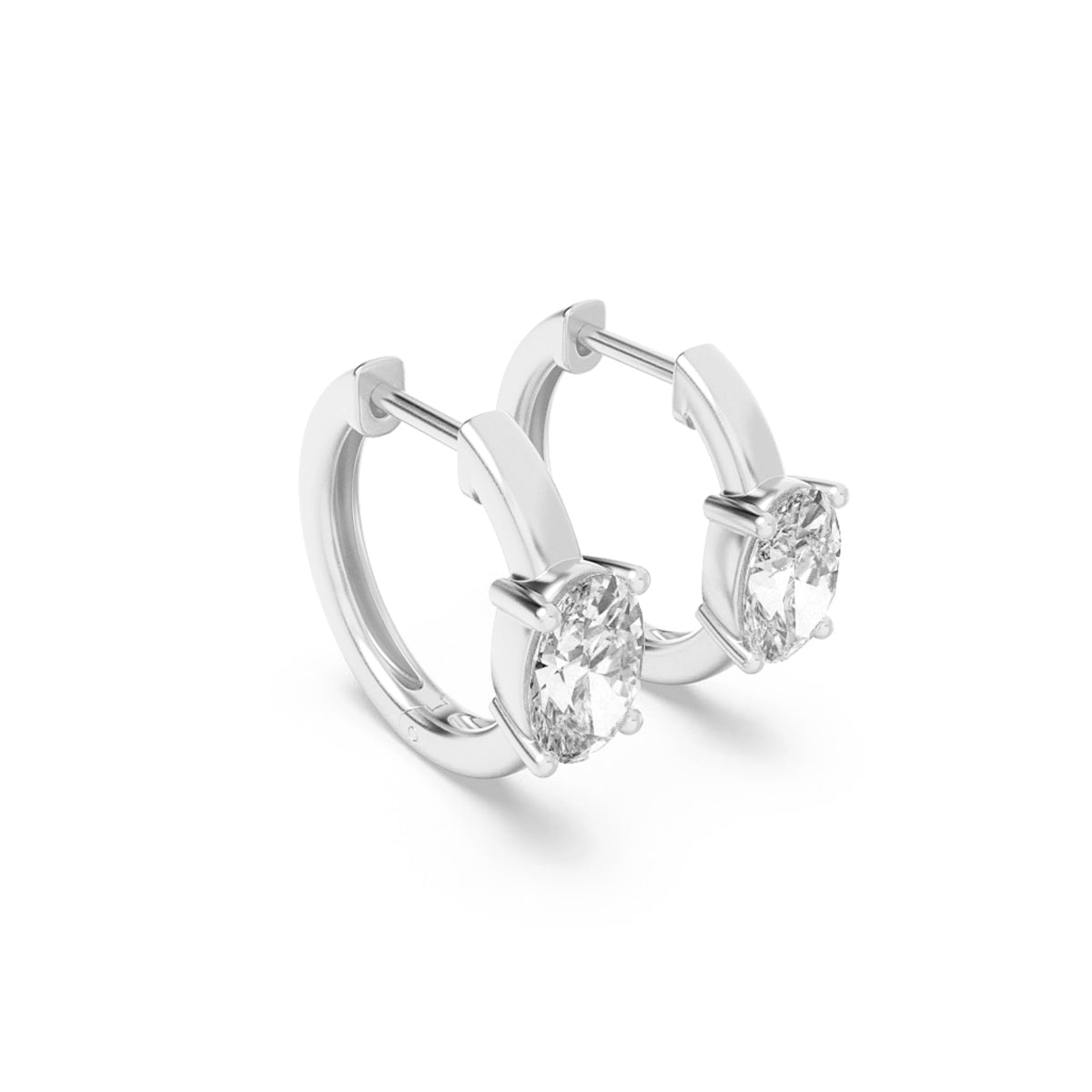 1.5CTW Oval Lab-Grown Diamond Prong Solitaire Huggie Earrings 2 Stones