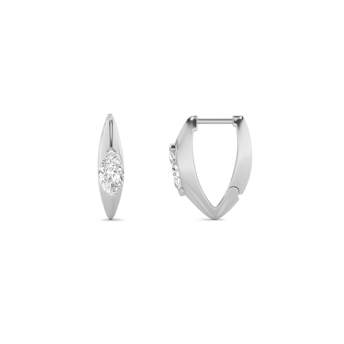 1CTW Marquise Lab-Grown Diamond Solitaire Huggie Earrings 2 Stones