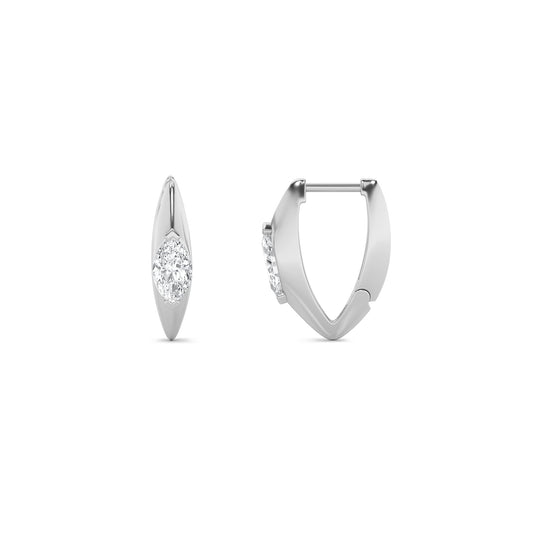 1CTW Marquise Lab-Grown Diamond Solitaire Huggie Earrings 2 Stones