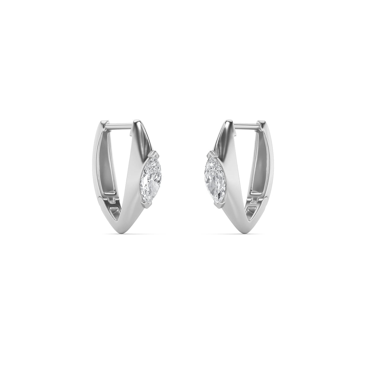 1CTW Marquise Lab-Grown Diamond Solitaire Huggie Earrings 2 Stones