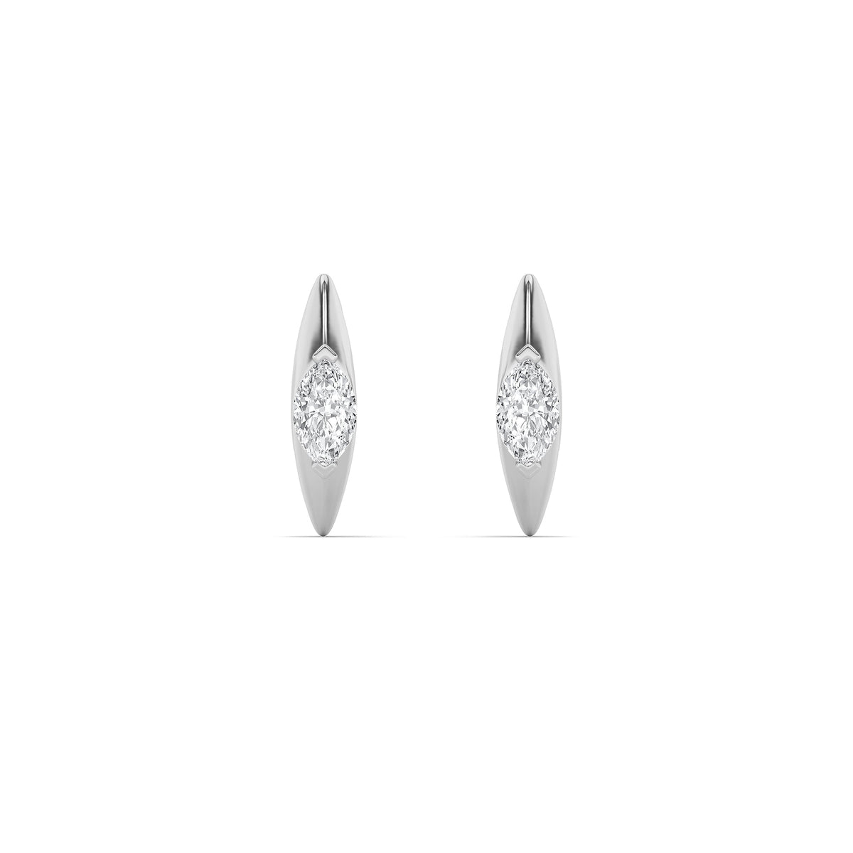 1CTW Marquise Lab-Grown Diamond Solitaire Huggie Earrings 2 Stones